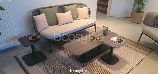 Vincent Sheppard Kodo Garten Beistelltisch Rahmen aus Fossil Grau Aluminium Tischplatte Fossil Grau Aluminium.