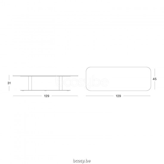 Vincent Sheppard Vincent Sheppard Kodo Garden coffee Table 129X45 Fossil Grey Aluminium frame Fossil Grey Aluminium top.