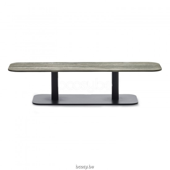 Vincent Sheppard Kodo Tuinsalontafel 129x45 Fossil Grey Aluminium frame Fossil Grey Aluminium Tafelblad.