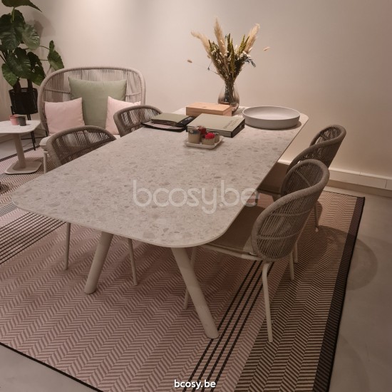 Vincent Sheppard Kodo Garden outdoor dining tables Dune White Aluminium frame 210x100.