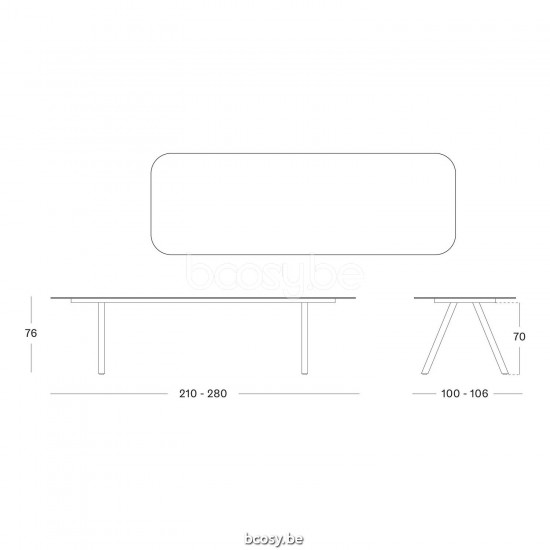 Vincent Sheppard Vincent Sheppard Kodo Garden Dining Table 280x106 Fossil Grey Aluminium frame Flint Ceramic top.