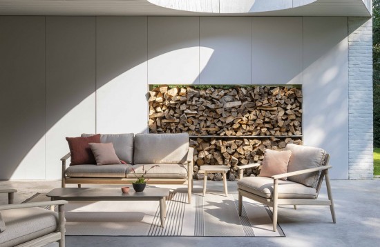 Vincent Sheppard David Teak - Keramik Beistelltisch David Garten Beistelltisch 41x41 Rahmen aus Gealtert Teakholz.