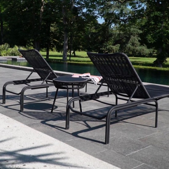 Vincent Sheppard Loop Tables d'appoint de jardin Cadre en Aluminium Noir Tressage Noir Polyéthylène.