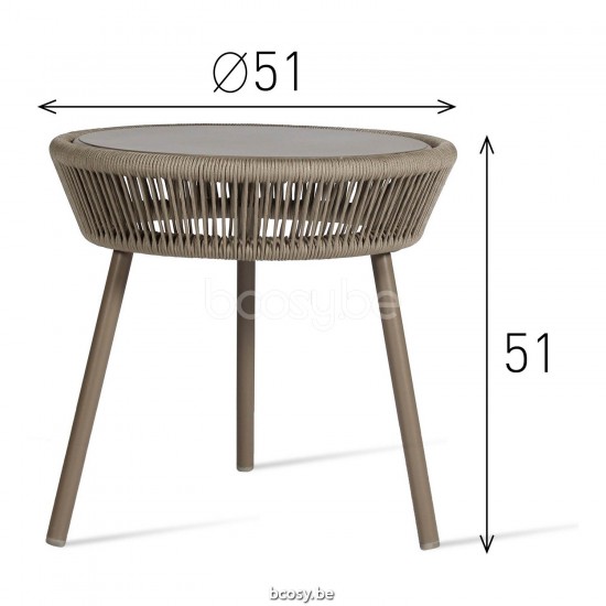Vincent Sheppard Vincent Sheppard Loop Round Garden Side Table Taupe Aluminium frame Taupe Crochet Polypropylene.