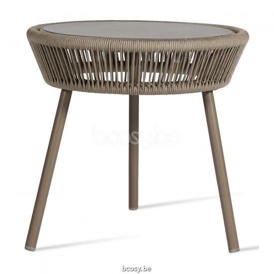 Vincent Sheppard Table d'appoint LOOP Loop Table d'appoint ronde de jardin cadre en Aluminium Taupe Cordon Crocheté Taupe Polypropylène.
