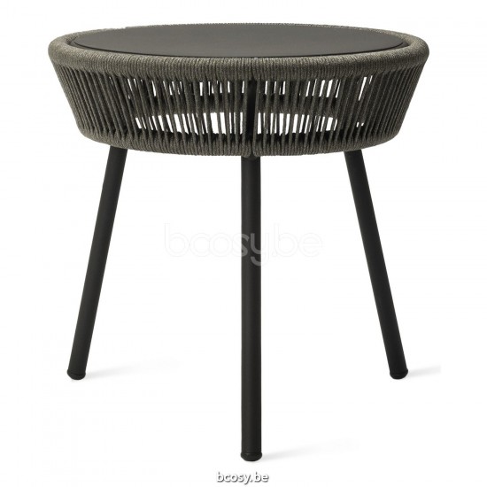 Vincent Sheppard Loop Round Garden Side Table Fossil Grey Aluminium frame Fossil Grey Rope Polypropylene.