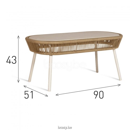 Vincent Sheppard Loop Garden Coffee Table Dune White Aluminium frame Dune White Rope Polypropylene.