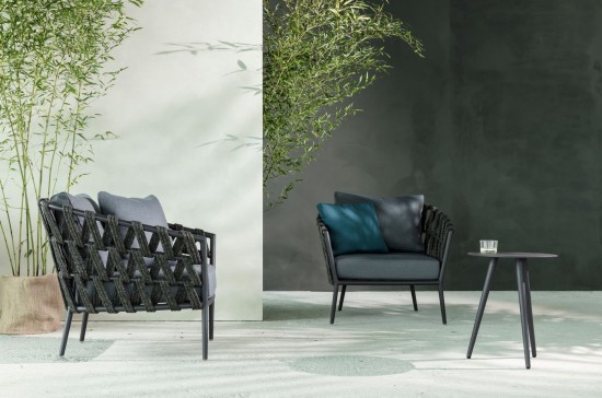 Vincent Sheppard Table d'appoint Leo Ø45 cm Leo Rond Table d'appoint ronde de jardin Cadre en Aluminium Lave.