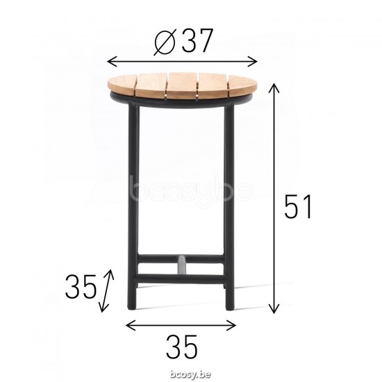Vincent Sheppard Vincent Sheppard Wicked Round Garden Side Table Round Black Aluminium frame Untreated Teak top.