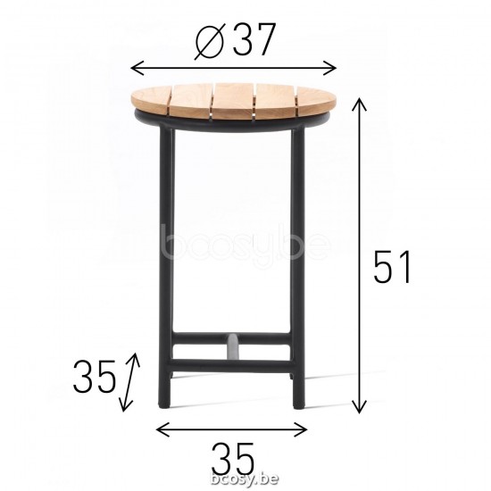 Vincent Sheppard Vincent Sheppard Wicked Round Garden Side Table Round Terracotta Aluminium frame Untreated Teak top.
