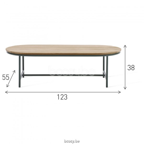 Vincent Sheppard Vincent Sheppard Wicked Garden Coffee Table 123x55 Black Aluminium frame Untreated Teak top.