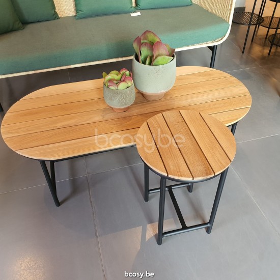 Vincent Sheppard Table basse Wicked charbon Wicked 123x55 Table d'appoint de jardin Cadre en Aluminium Noir.