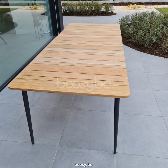 Vincent Sheppard Leo Garten Aussentische Rahmen aus Lava Aluminium Teak Top 240x100.