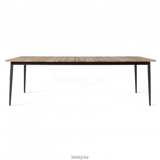 Vincent Sheppard Leo Tuintafel Teak Plank 240x100 Lava Aluminium frame Onbehandeld teakhout Tafelblad.