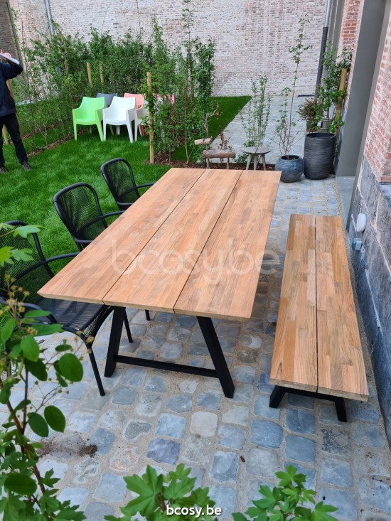 Vincent Sheppard MATTEO Table de Jardin Matteo 215x100 Table de Jardin Cadre en Aluminium Noir.