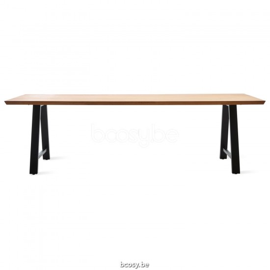 Vincent Sheppard Matteo Tuintafel 285x100 Zwart Aluminium frame Onbehandeld teakhout Tafelblad.