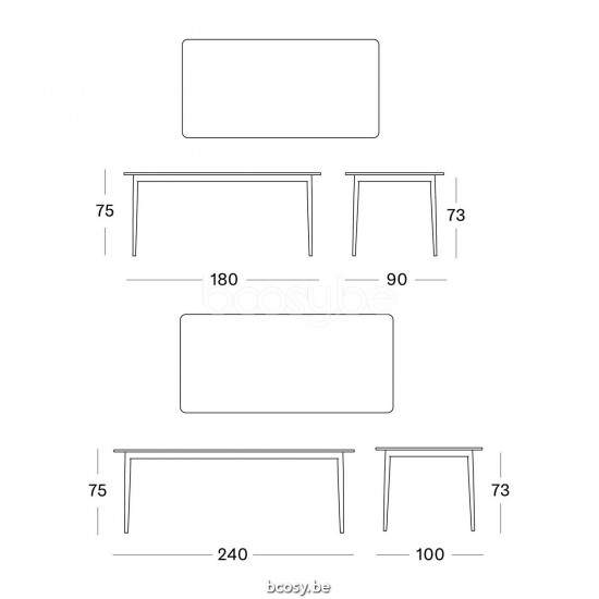 Vincent Sheppard Vincent Sheppard Max Garden Dining Table Teak Top 180x90 Black Aluminium frame Untreated Teak top.