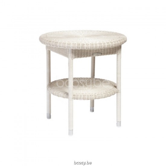 Vincent Sheppard Avignon Table d'appoint ronde de jardin Lloyd Loom Blanc pur.
