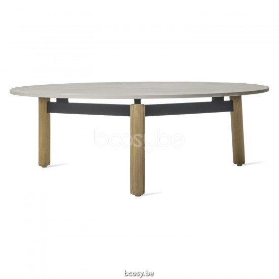 Vincent Sheppard Lento Ronde Tuinsalontafel Rond Onbehandeld teakhout frame Portland Keramiek Tafelblad.