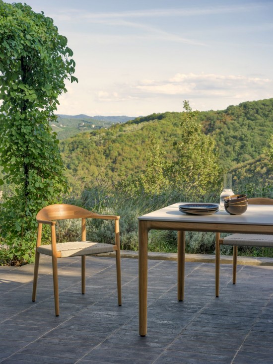 Vincent Sheppard Elko 180x90 Table de Jardin Cadre en Teck non traité dessus de table Céramique Portland.