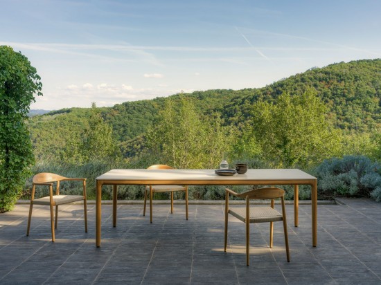 Vincent Sheppard Table à manger Elko Elko 240x100 Table de Jardin Cadre en Teck non traité.