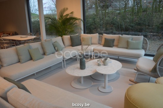 Vincent Sheppard Kodo Tables basses de jardin à café Cadre en Aluminium Blanc dune Round.