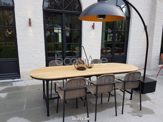 Vincent Sheppard Wicked 250x90 Table de Jardin Cadre en Aluminium Noir dessus de table Teck non traité.