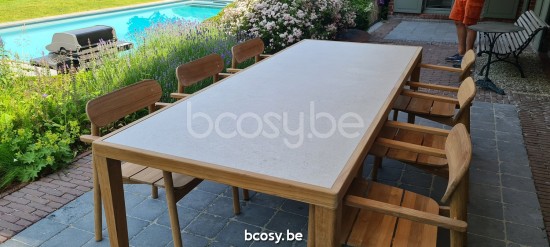 Vincent Sheppard Table à manger Volta Volta 240x100 Table de Jardin Cadre en Teck non traité.