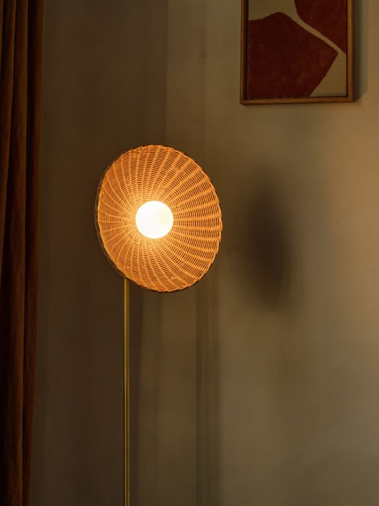 Vincent Sheppard Arvin Lampadaire Cadre en Céramique Mushroom Rotin Naturel.