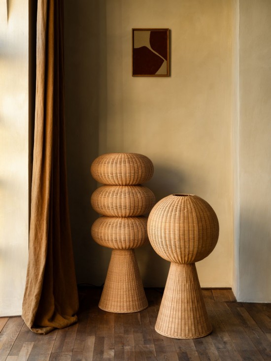 Vincent Sheppard Bob Lampadaire Rotin Naturel.