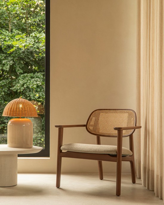 Vincent Sheppard Arvin Moyen Lampe de table Cadre en Céramique Mushroom Rotin Naturel.