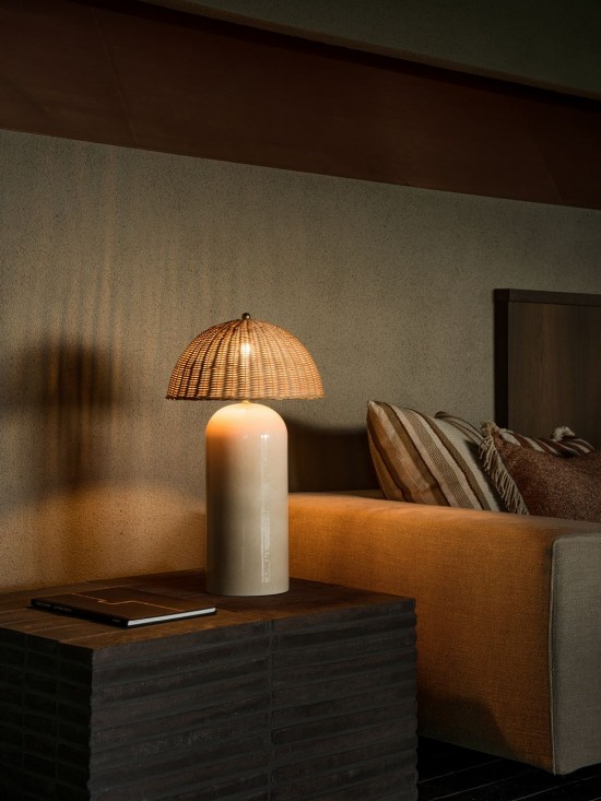 Vincent Sheppard Arvin Grand Lampe de table Cadre en Céramique Mushroom Rotin Naturel.