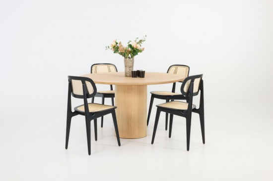 Vincent Sheppard Atlas Rond Table à manger ronde Cadre en Chêne Contreplaqué dessus de table Chêne naturel.