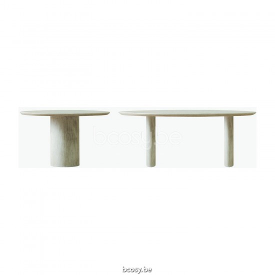 Vincent Sheppard Ari 240x120 Table à manger Ellipse cadre en Minéral Blanc lunaire dessus de table Minéral Blanc lunaire.