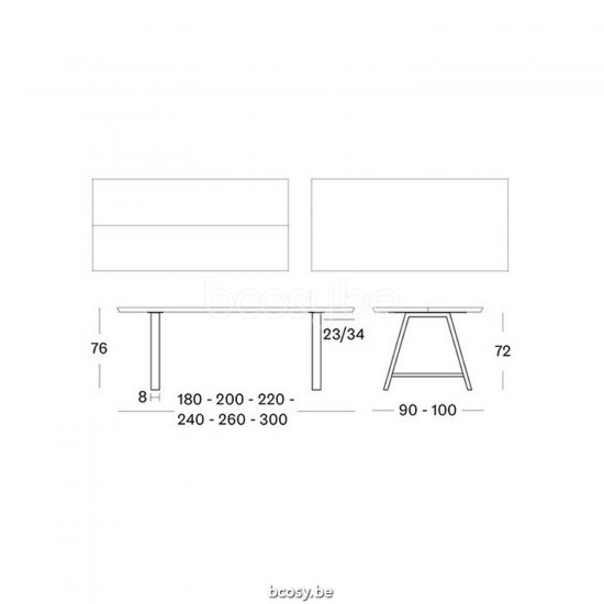 Vincent Sheppard Vincent Sheppard Albert Dining Table Two-piece Top 300x100 Black Powder Coated Steel A frame Natural Oak top
