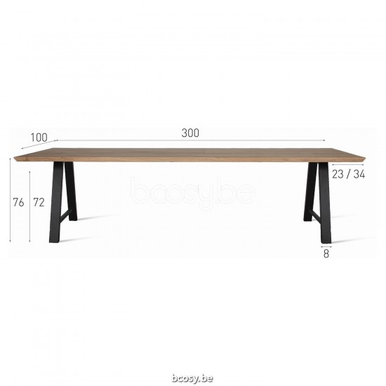 Vincent Sheppard Albert tables a manger de repas Cadre en Acier A Revêtement en poudre noir 300x100.