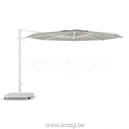 Jardinico JCP303 Ø350 Round Cantilever Parasol Pole White Canopy Umber Sunbrella Plus Marine.