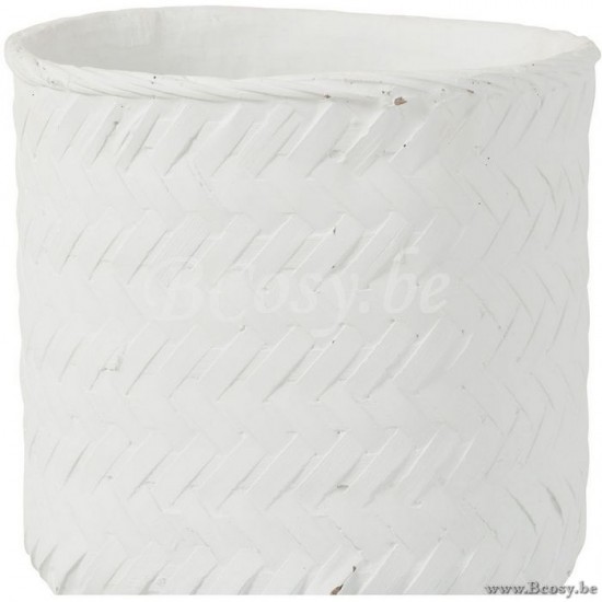 cachepots de fleur Jolipa Jline Cache Pot Imitation Tissage Ciment Blanc Large
