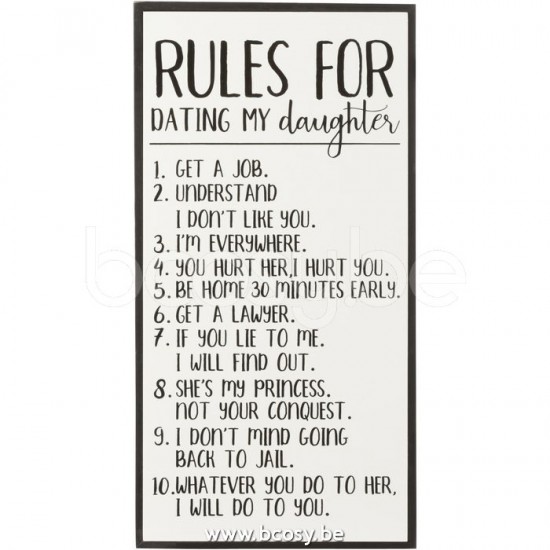 J Line Jline Plakkaat Rules For Dating My Daughter Hout Keramiek Wit Zwart