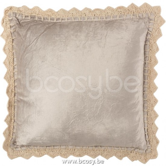 J Line Jline Kussen Boord Viscose Vierkant Grijs