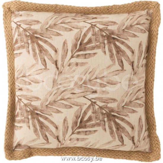 J Line Jline Kussen Blad Polyester Beige Paars