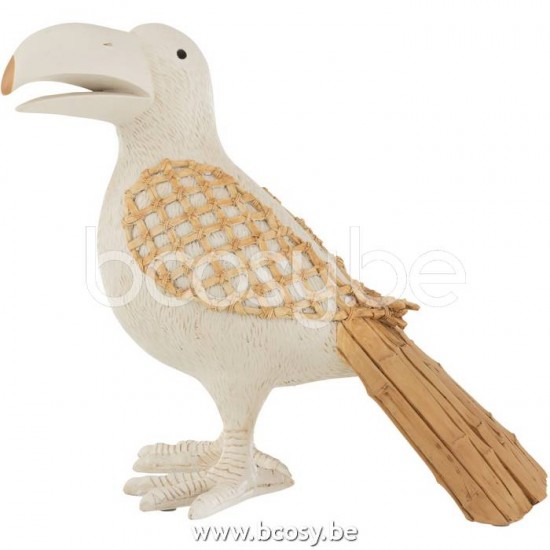 animal animaux statuettes Jolipa J Line Jline Toucan Resine Blanc Naturel Large