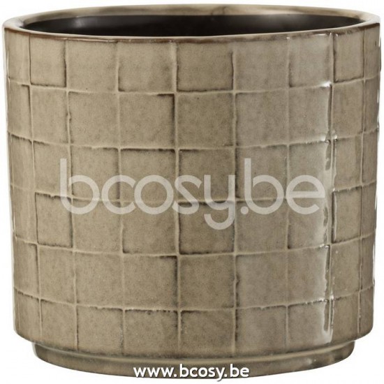 cachepots de fleur Jolipa J Line Jline Cachepot Carre Ceramique Beige Gris Medium