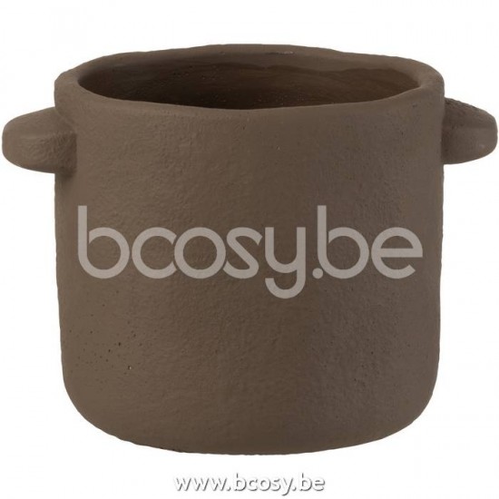 cachepots de fleur Jolipa J Line Jline Pot Gustave Ciment Marron Fonce Medium