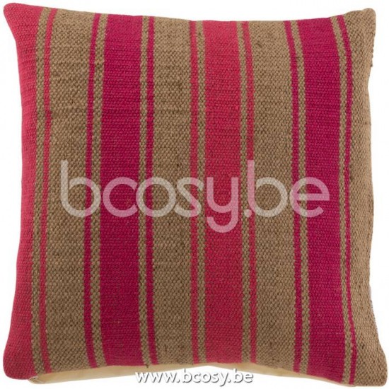 J Line Jline Cushion Square Anna Large Grooves Jute Pink cushion