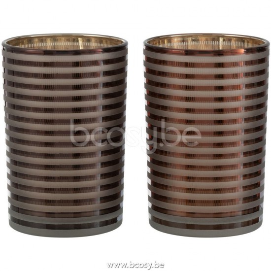 J Line Jline Windlicht Streifen Glas Braun Medium t lichthalter teelichtleuchter teelichte