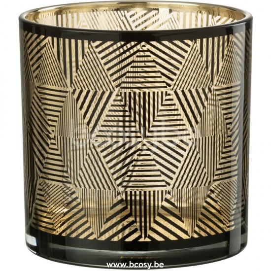 J Line Jline Windlicht Dreiecke Streifen Glas Braun Medium t lichthalter teelichtleuchter teelichte