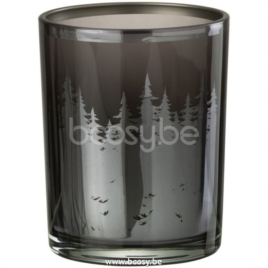 J Line Jline Teelichthalter Bäume Glas Schwartz Silber Small t lichthalter teelichtleuchter teelichte