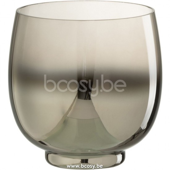 J Line Jline Windlicht Rund Glas Rach Grau Silber Medium t lichthalter teelichtleuchter teelichte