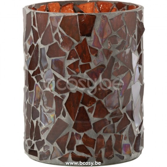 J Line Jline Windlicht Mosaik Glas Braun Medium t lichthalter teelichtleuchter teelichte